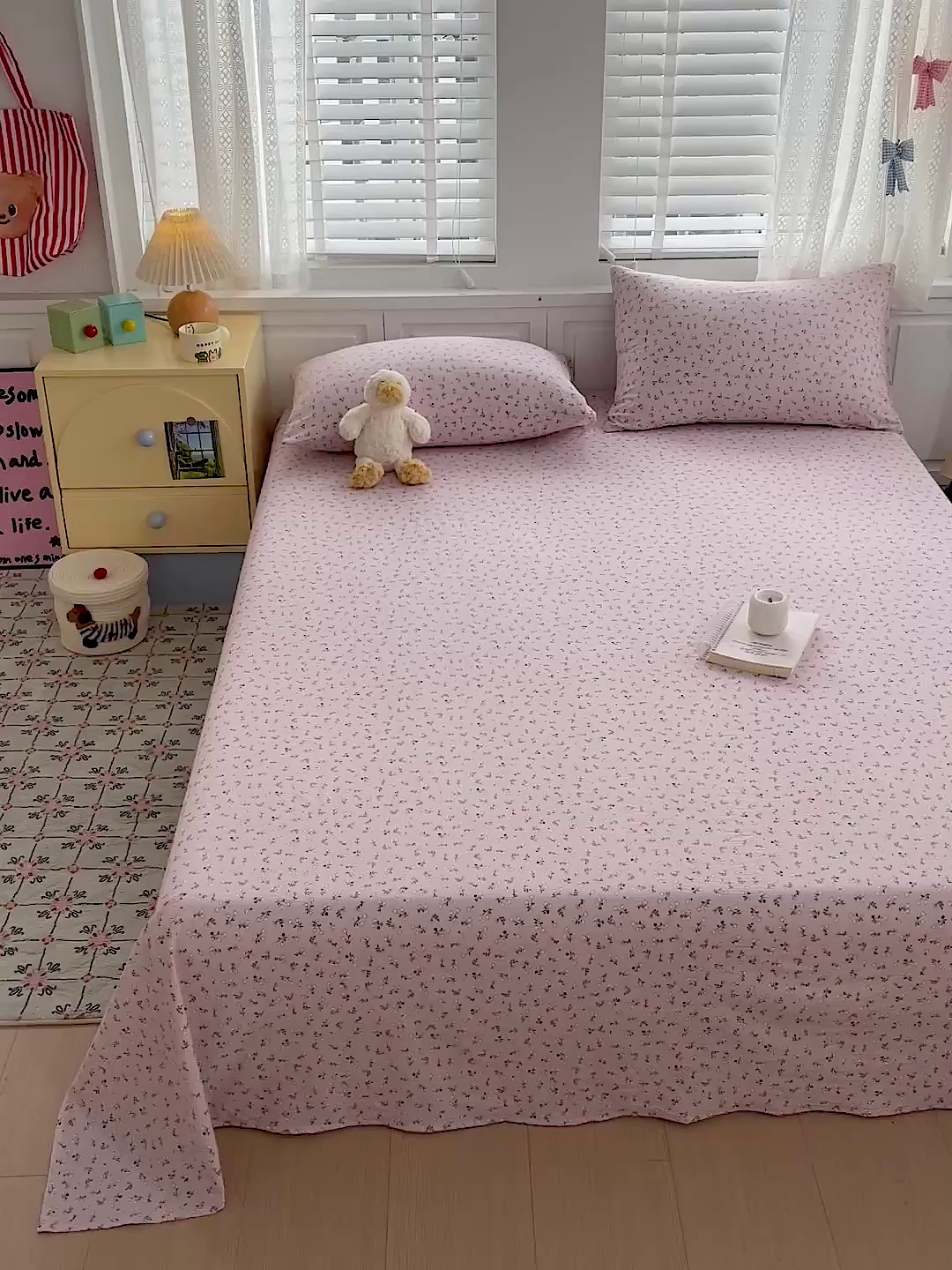 91家纺网 家纺一手货源 找家纺 温眠家纺 2026新款古法水洗棉加厚高克重双层纱单床单床单单件单品床单 花韵