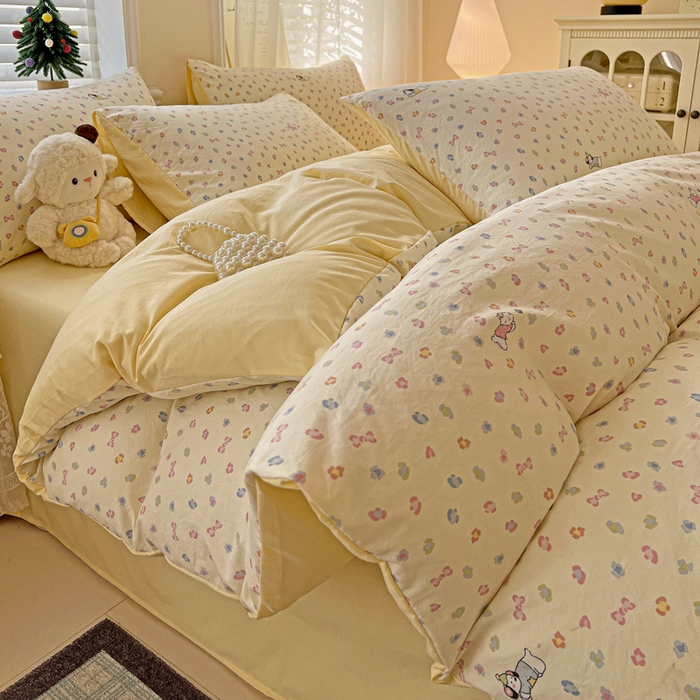 91家纺网 家纺一手货源 找家纺 （总）温眠家纺 2026新款A类古法水洗仿棉云感棉加厚四件套