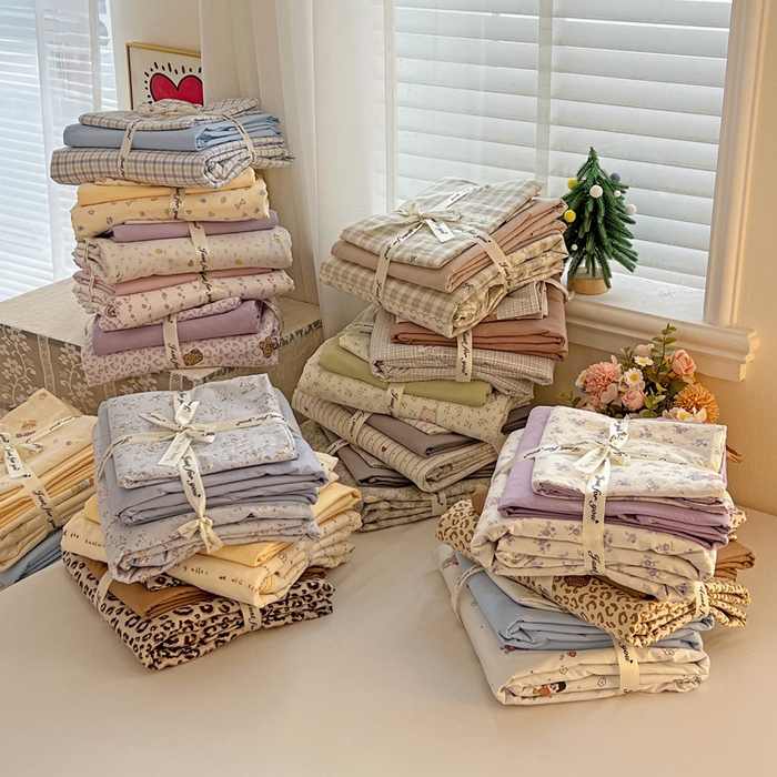 91家纺网 家纺一手货源 找家纺 温眠家纺 2026新款A类古法水洗仿棉云感棉加厚四件套 组合图