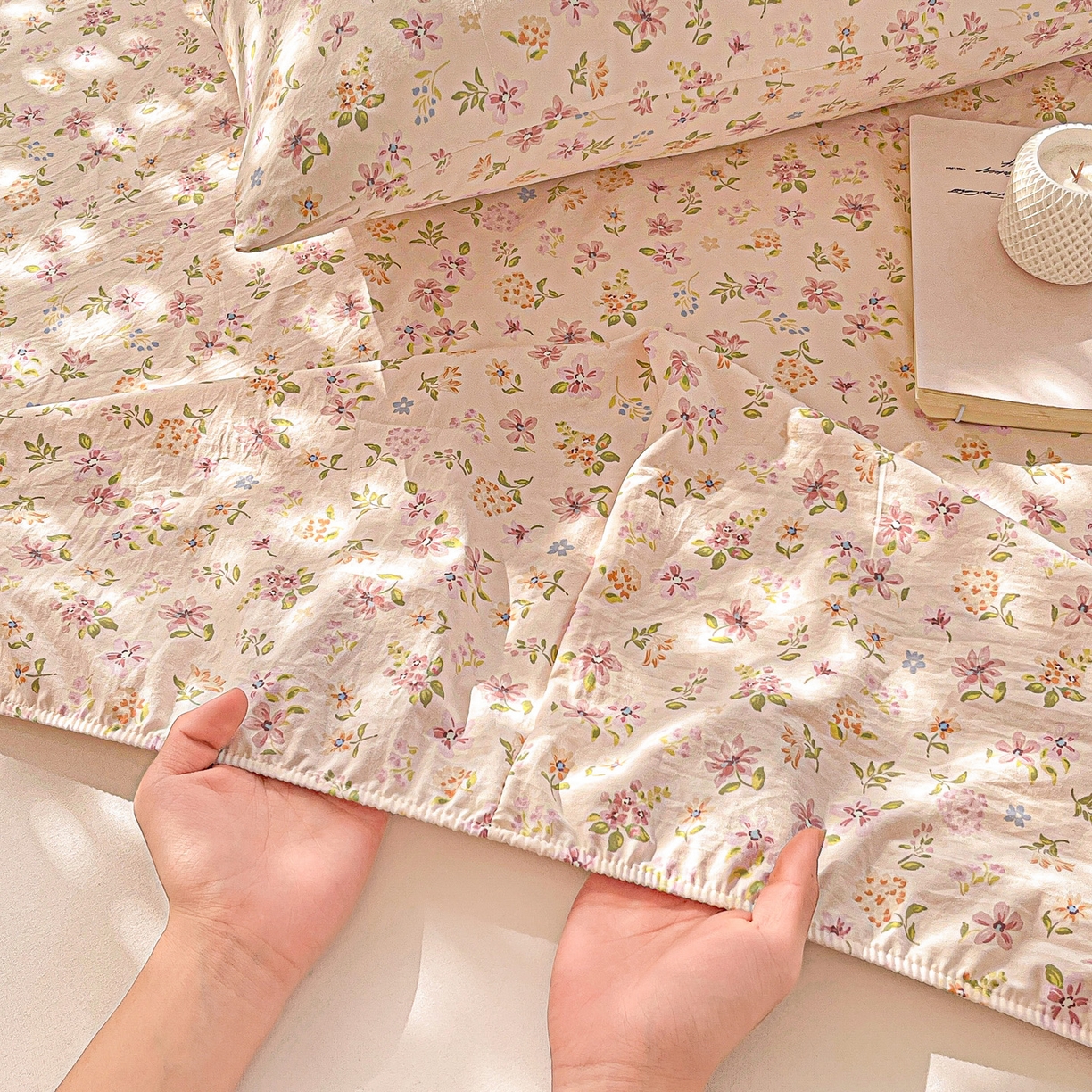 91家纺网 家纺一手货源 找家纺 温眠家纺 2026新款古法水洗棉加厚高克重双层纱单床笠床笠单件单品床笠 紫菀