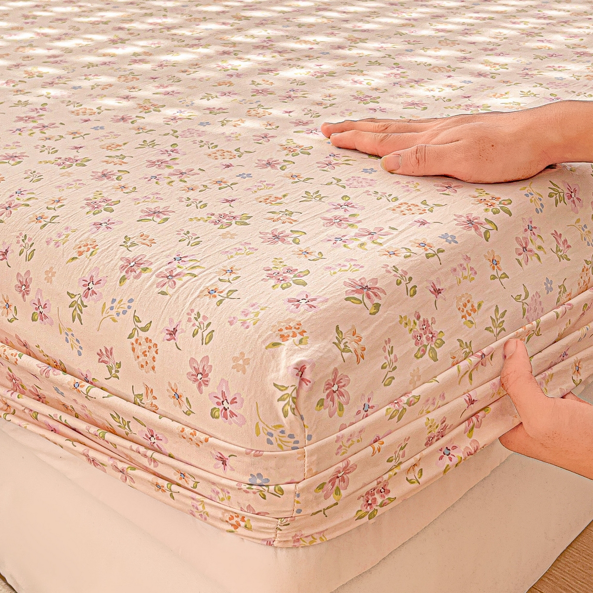 91家纺网 家纺一手货源 找家纺 温眠家纺 2026新款古法水洗棉加厚高克重双层纱单床笠床笠单件单品床笠 紫菀