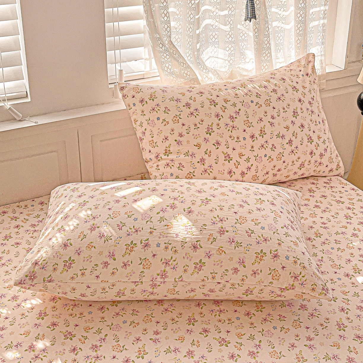 91家纺网 家纺一手货源 找家纺 温眠家纺 2026新款古法水洗棉加厚高克重双层纱单床笠床笠单件单品床笠 紫菀