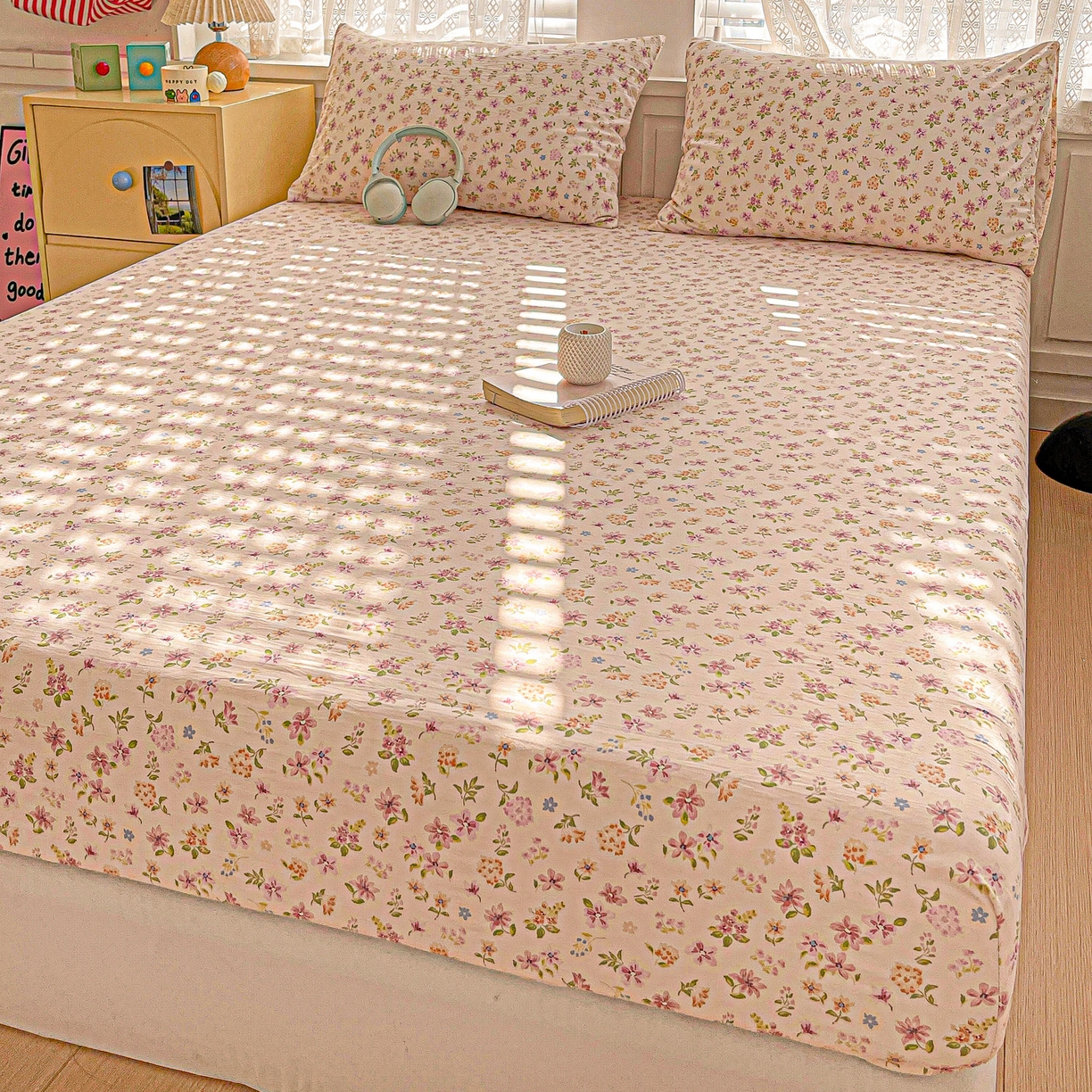 91家纺网 家纺一手货源 找家纺 温眠家纺 2026新款古法水洗棉加厚高克重双层纱单床笠床笠单件单品床笠 紫菀