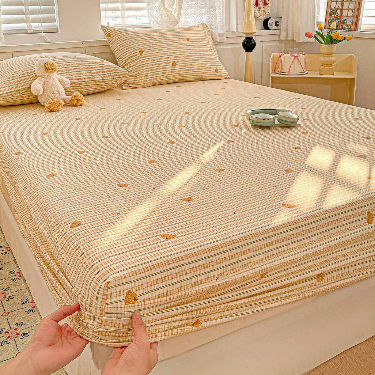 91家纺网 家纺一手货源 找家纺 （总）温眠家纺 2026新款古法水洗棉加厚高克重双层纱单床笠床笠单件单品床笠