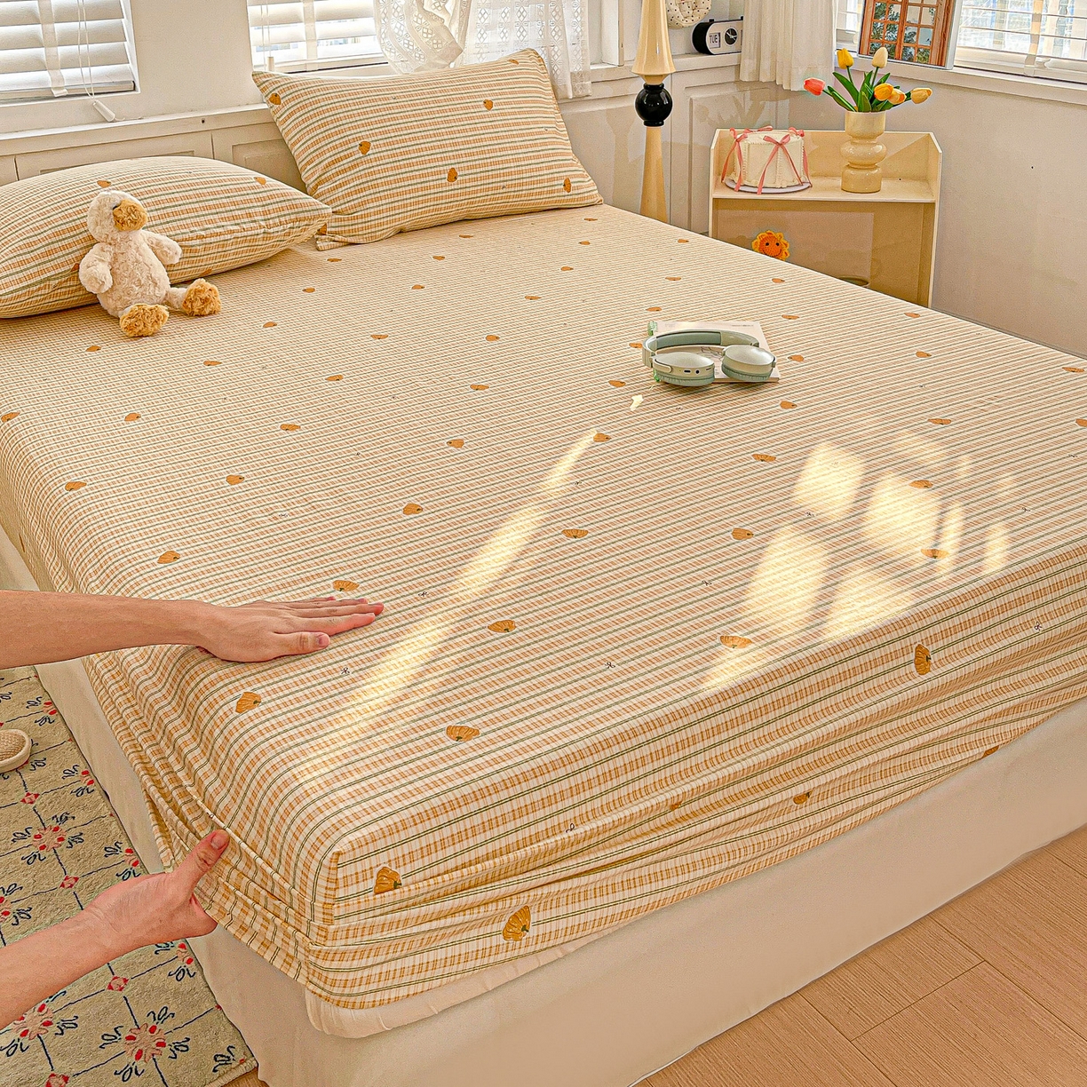 91家纺网 家纺一手货源 找家纺 （总）温眠家纺 2026新款古法水洗棉加厚高克重双层纱单床笠床笠单件单品床笠