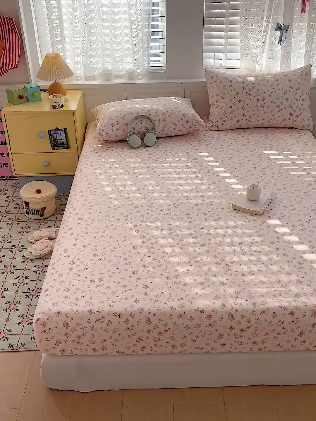 91家纺网 家纺一手货源 找家纺 温眠家纺 2026新款古法水洗棉加厚高克重双层纱单床笠床笠单件单品床笠 紫菀