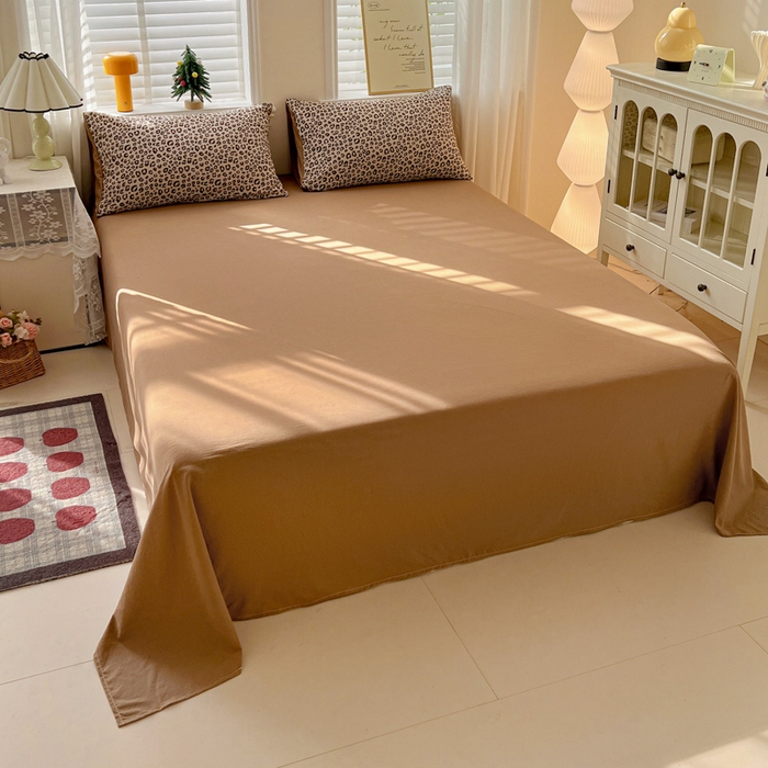 91家纺网 家纺一手货源 找家纺 温眠家纺 2026新款A类古法水洗仿棉云感棉加厚四件套 豹纹