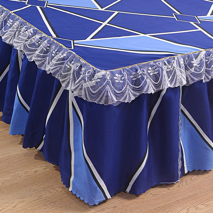 91家纺网 家纺一手货源 找家纺 小雨家纺 2026新款亲肤芦荟棉外贸蕾丝花边床裙 简约沙龙