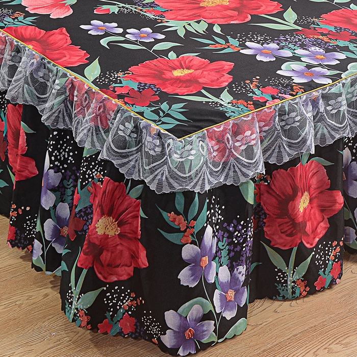 91家纺网 家纺一手货源 找家纺 小雨家纺 2026新款亲肤芦荟棉外贸蕾丝花边床裙 知己