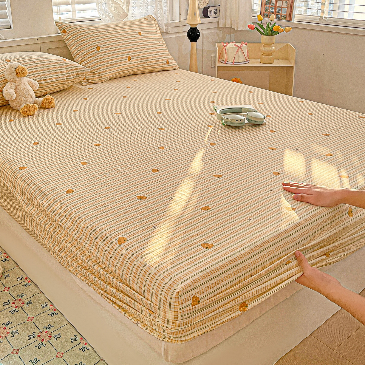 91家纺网 家纺一手货源 找家纺 （总）温眠家纺 2026新款古法水洗棉加厚高克重双层纱单床笠床笠单件单品床笠