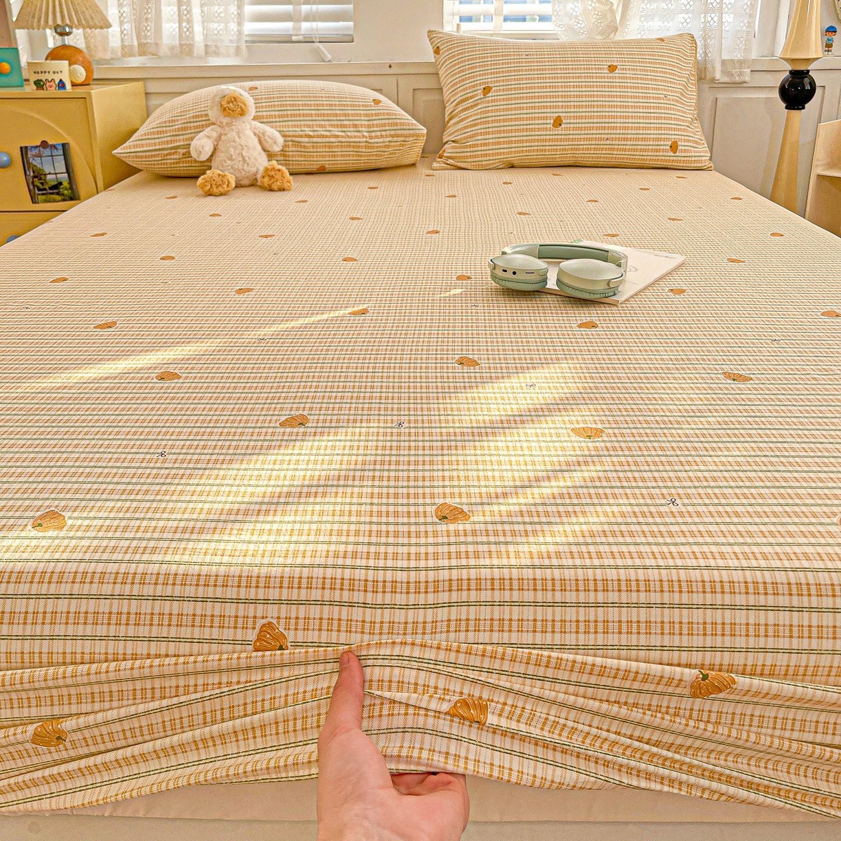 91家纺网 家纺一手货源 找家纺 （总）温眠家纺 2026新款古法水洗棉加厚高克重双层纱单床笠床笠单件单品床笠