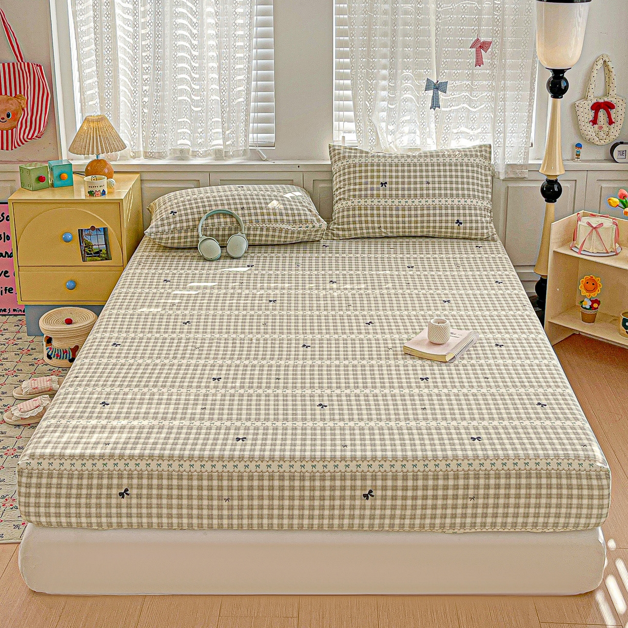 91家纺网 家纺一手货源 找家纺 温眠家纺 2026新款古法水洗棉加厚高克重双层纱单床笠床笠单件单品床笠 织梦