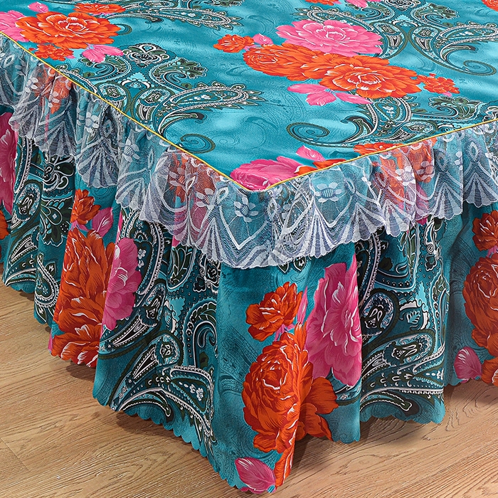 91家纺网 家纺一手货源 找家纺 小雨家纺 2026新款亲肤芦荟棉外贸蕾丝花边床裙 向阳而生