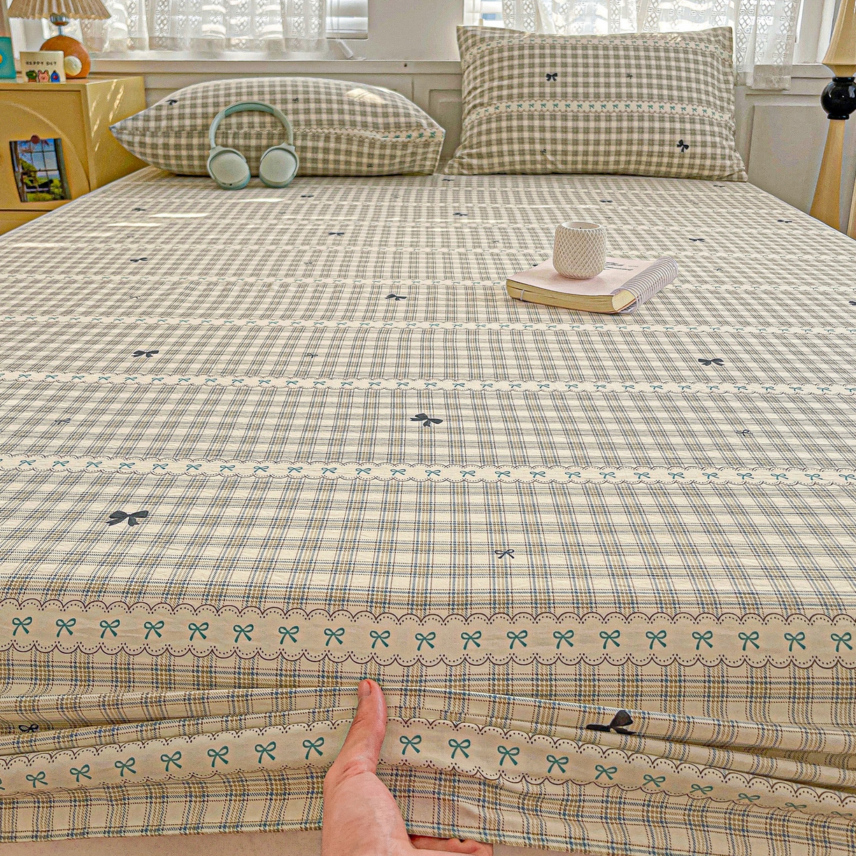 91家纺网 家纺一手货源 找家纺 温眠家纺 2026新款古法水洗棉加厚高克重双层纱单床笠床笠单件单品床笠 织梦