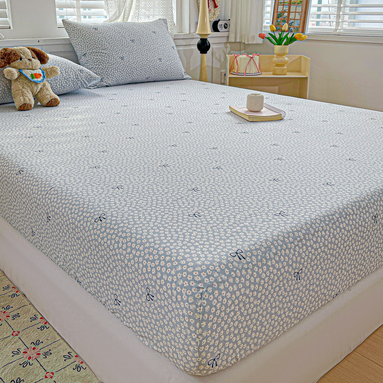 91家纺网 家纺一手货源 找家纺 温眠家纺 2026新款古法水洗棉加厚高克重双层纱单床笠床笠单件单品床笠 素影