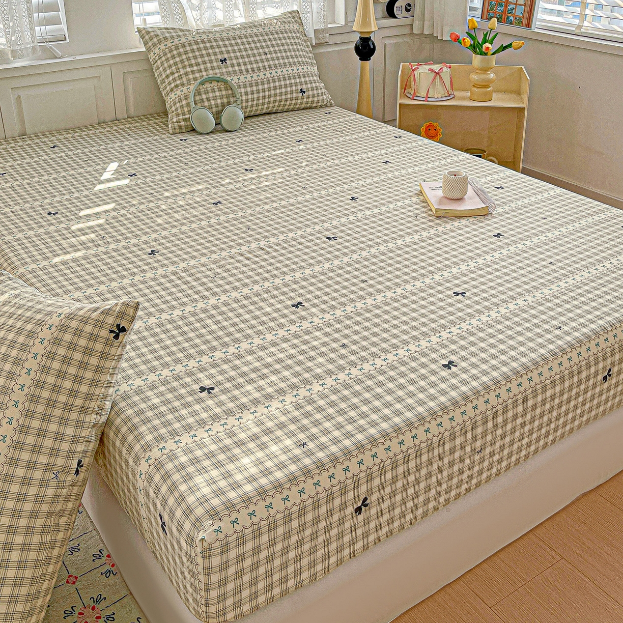 91家纺网 家纺一手货源 找家纺 温眠家纺 2026新款古法水洗棉加厚高克重双层纱单床笠床笠单件单品床笠 织梦