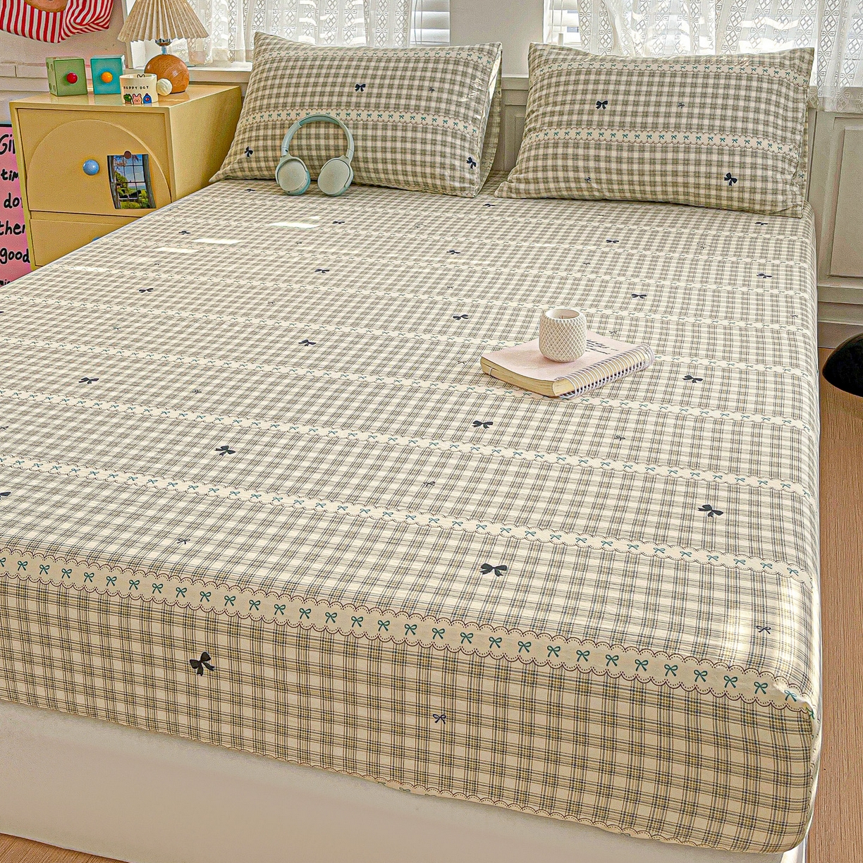 91家纺网 家纺一手货源 找家纺 温眠家纺 2026新款古法水洗棉加厚高克重双层纱单床笠床笠单件单品床笠 织梦