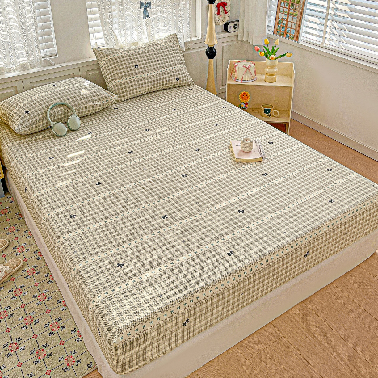 91家纺网 家纺一手货源 找家纺 温眠家纺 2026新款古法水洗棉加厚高克重双层纱单床笠床笠单件单品床笠 织梦