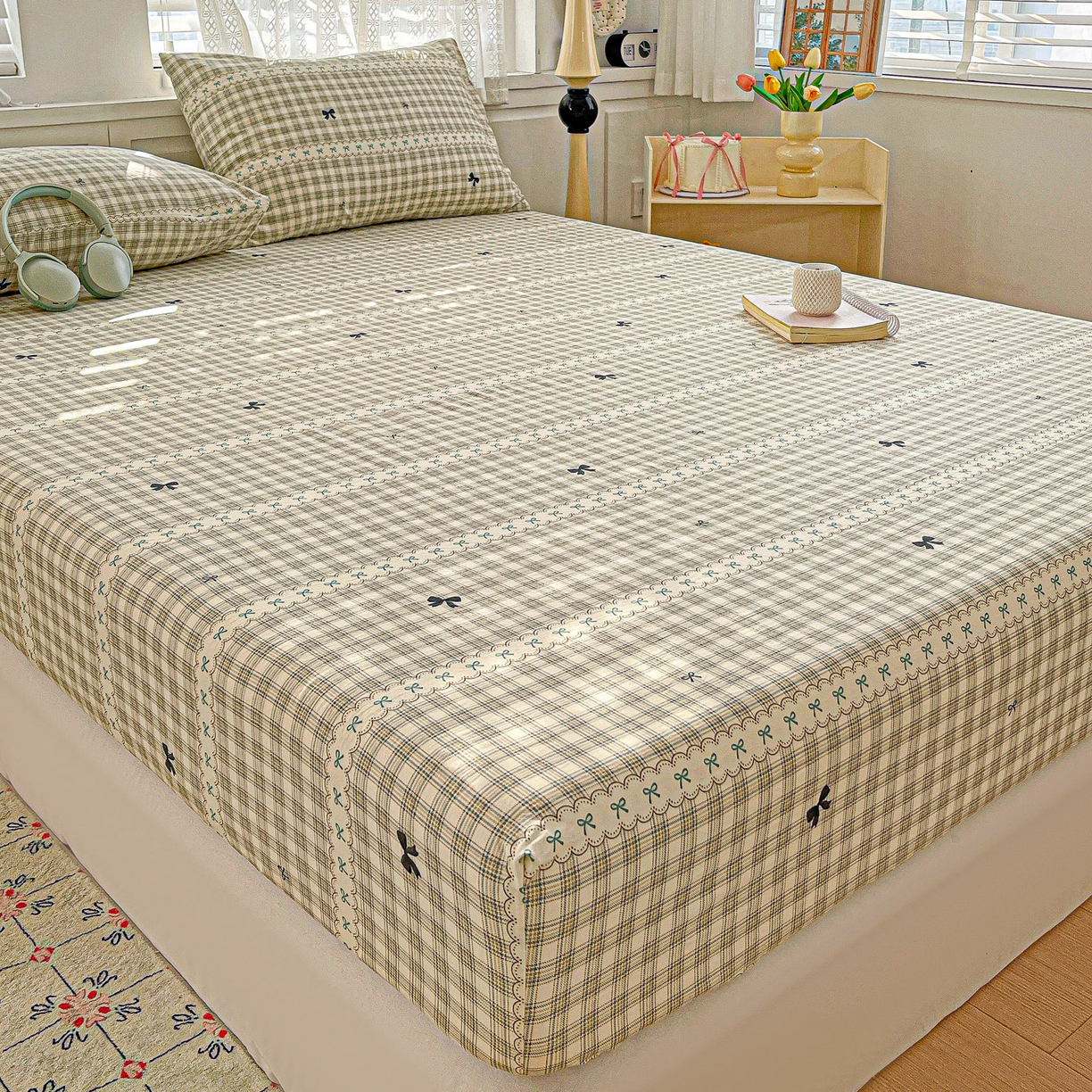 91家纺网 家纺一手货源 找家纺 温眠家纺 2026新款古法水洗棉加厚高克重双层纱单床笠床笠单件单品床笠 织梦