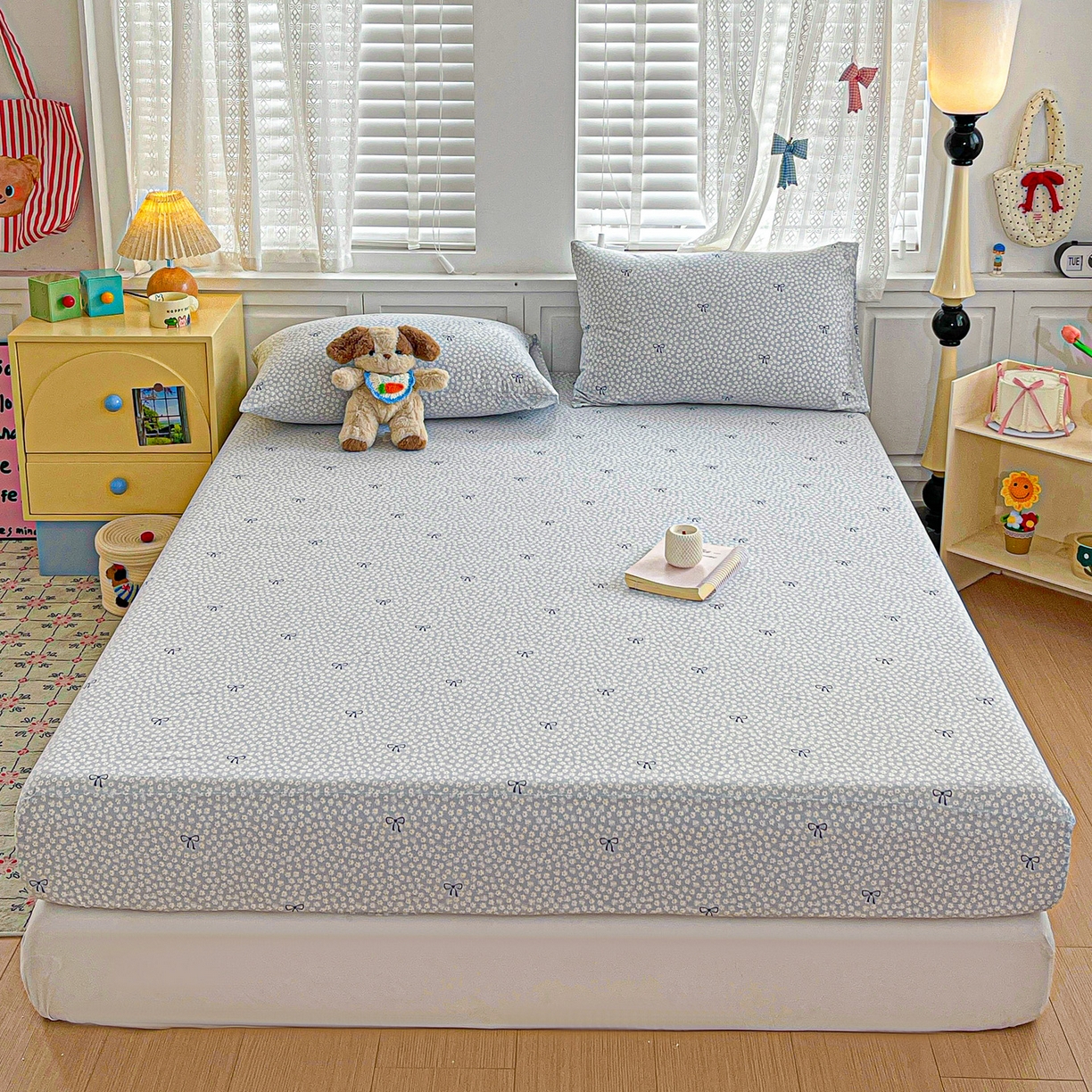 91家纺网 家纺一手货源 找家纺 温眠家纺 2026新款古法水洗棉加厚高克重双层纱单床笠床笠单件单品床笠 素影