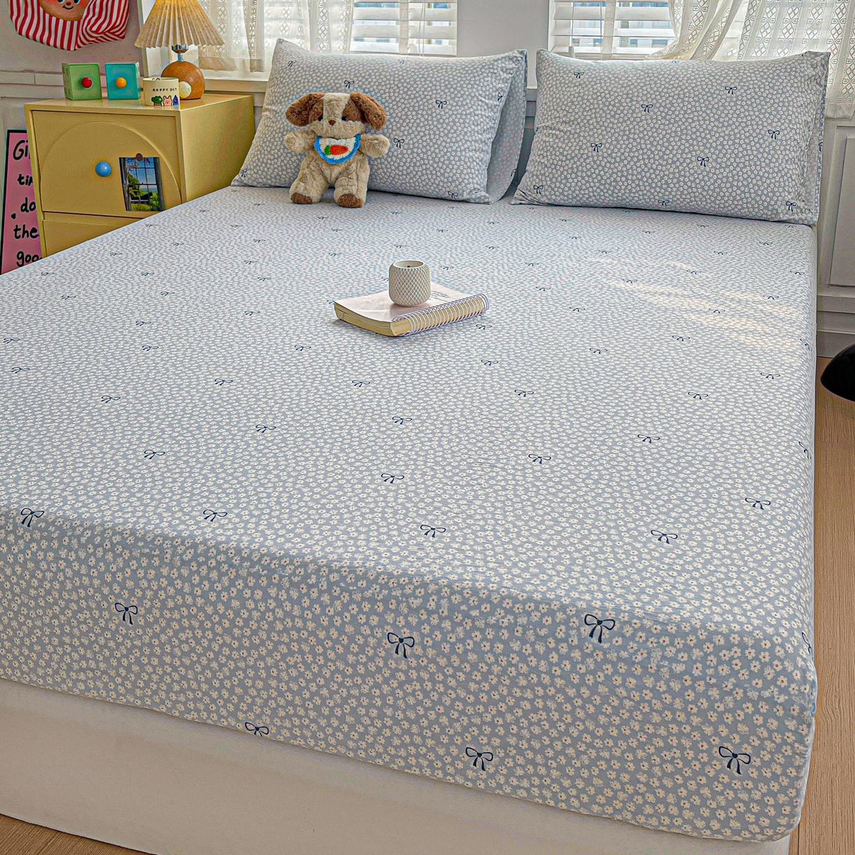 91家纺网 家纺一手货源 找家纺 温眠家纺 2026新款古法水洗棉加厚高克重双层纱单床笠床笠单件单品床笠 素影