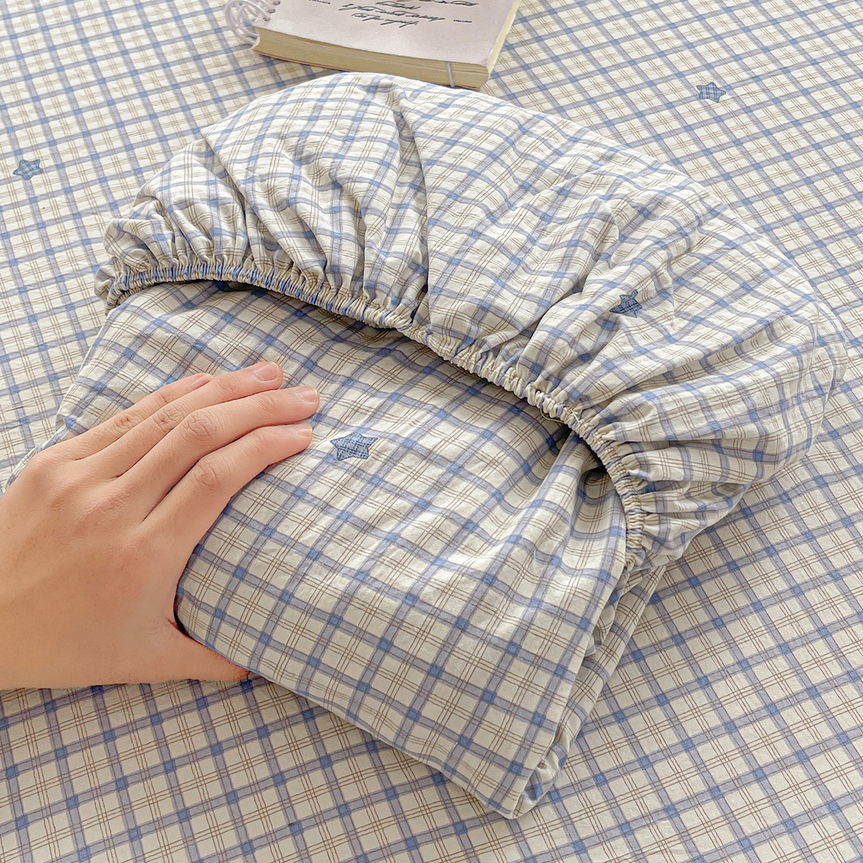 温眠家纺 2026新款古法水洗棉加厚高克重双层纱单床笠床笠单件单品床笠 挽星入梦