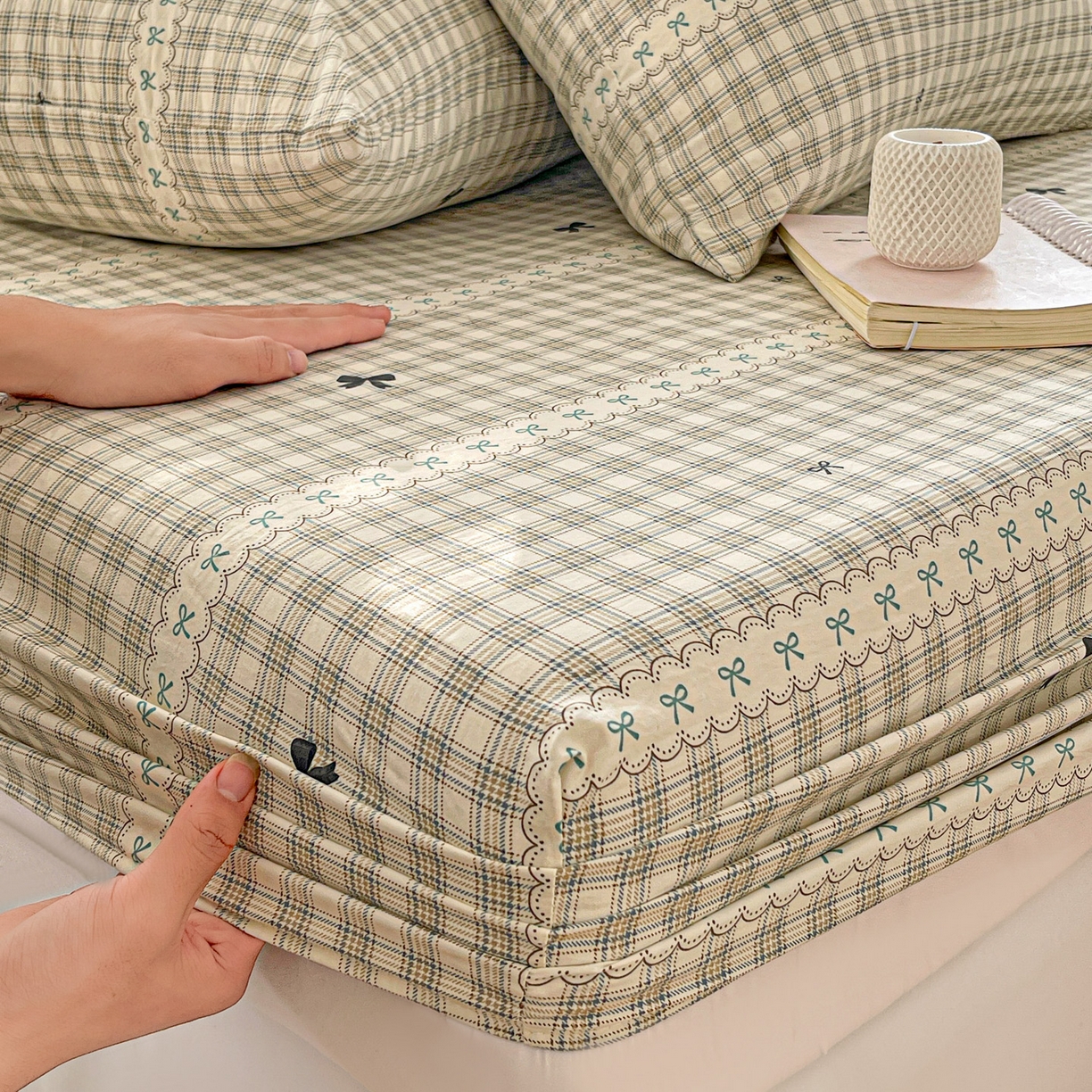 91家纺网 家纺一手货源 找家纺 温眠家纺 2026新款古法水洗棉加厚高克重双层纱单床笠床笠单件单品床笠 织梦