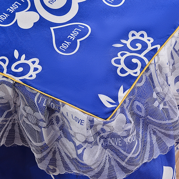 91家纺网 家纺一手货源 找家纺 小雨家纺 2026新款亲肤芦荟棉外贸蕾丝花边床裙 知心爱人