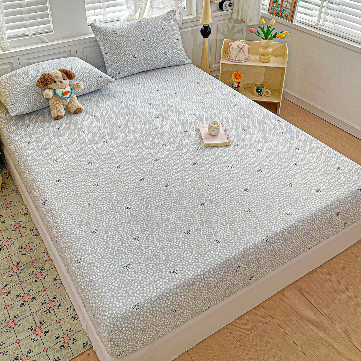 91家纺网 家纺一手货源 找家纺 温眠家纺 2026新款古法水洗棉加厚高克重双层纱单床笠床笠单件单品床笠 素影