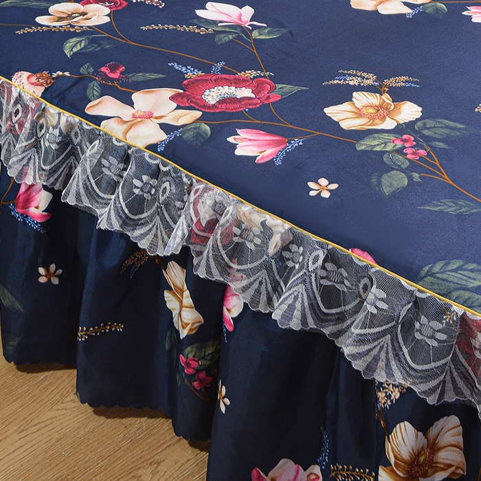 91家纺网 家纺一手货源 找家纺 小雨家纺 2026新款亲肤芦荟棉外贸蕾丝花边床裙 繁花似锦