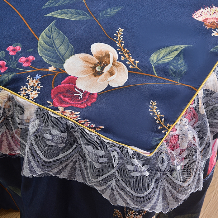 91家纺网 家纺一手货源 找家纺 小雨家纺 2026新款亲肤芦荟棉外贸蕾丝花边床裙 繁花似锦