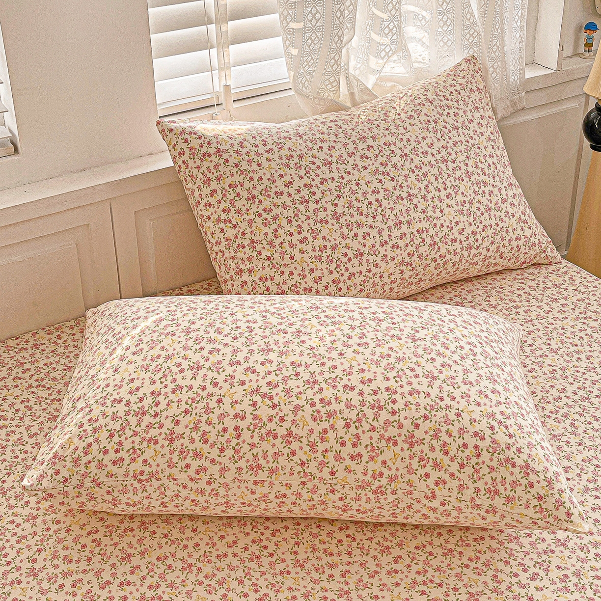 91家纺网 家纺一手货源 找家纺 温眠家纺 2026新款古法水洗棉加厚高克重双层纱单床笠床笠单件单品床笠 云间花述