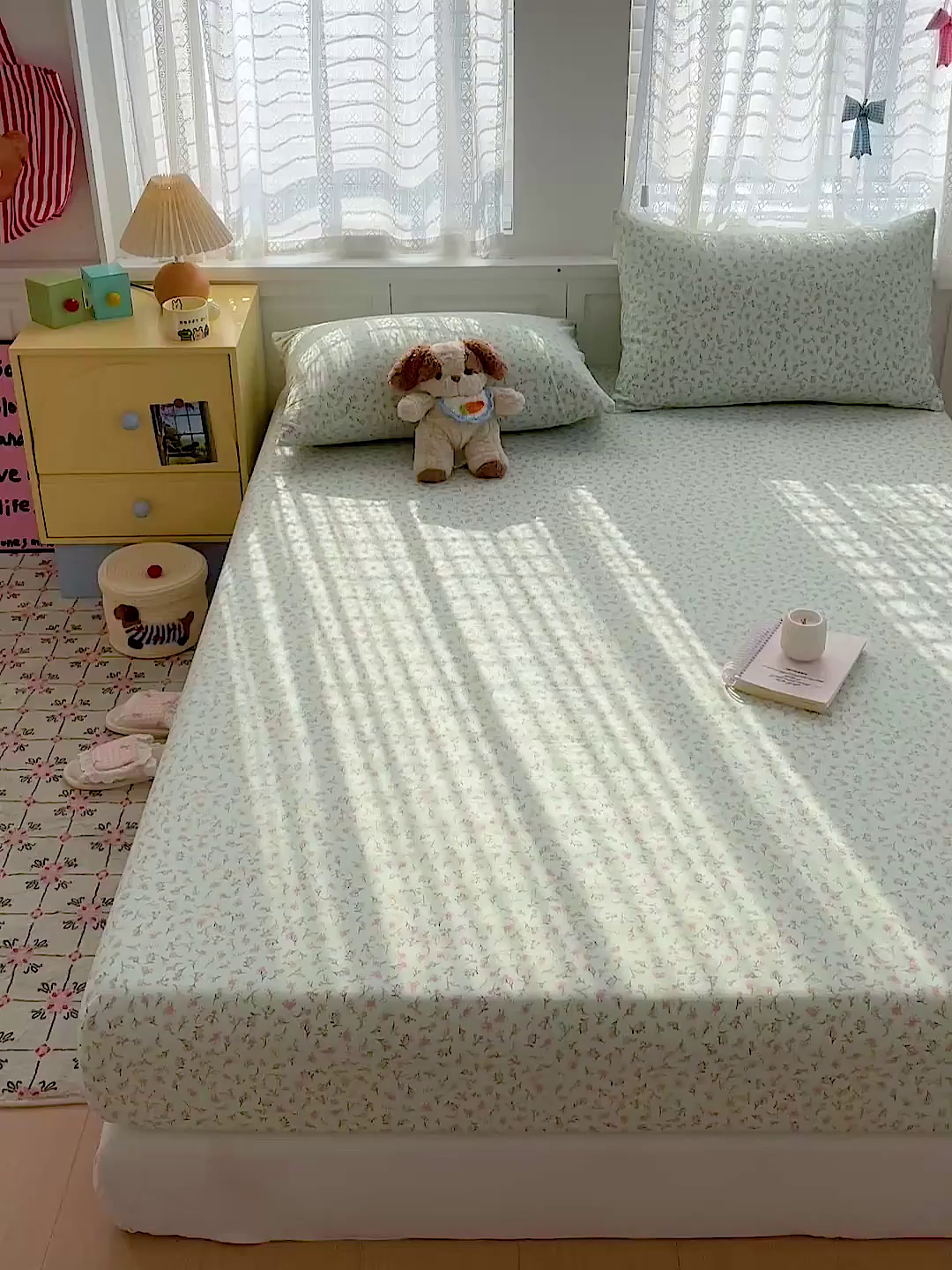 91家纺网 家纺一手货源 找家纺 温眠家纺 2026新款古法水洗棉加厚高克重双层纱单床笠床笠单件单品床笠 绮梦花间