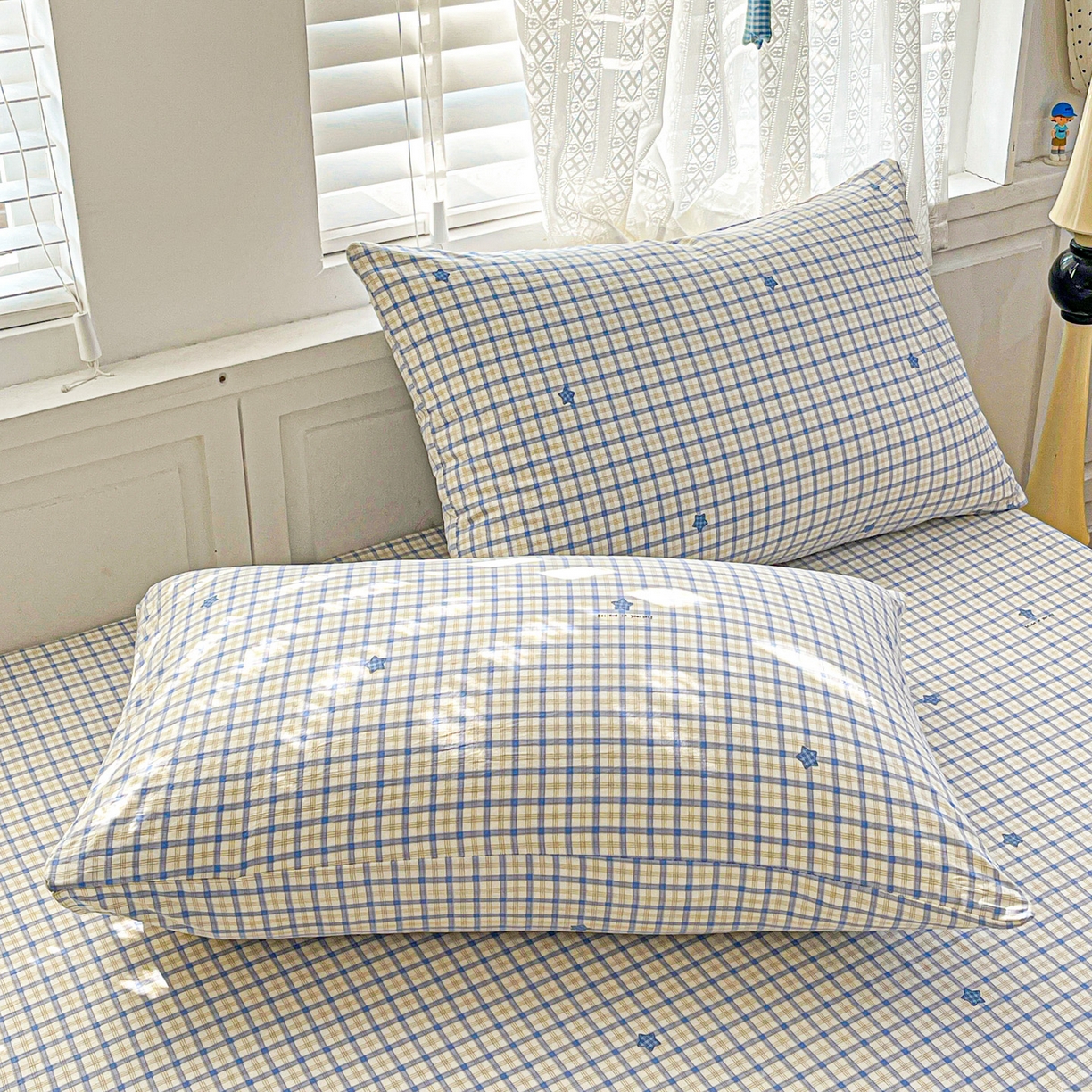 91家纺网 家纺一手货源 找家纺 温眠家纺 2026新款古法水洗棉加厚高克重双层纱单床笠床笠单件单品床笠 挽星入梦