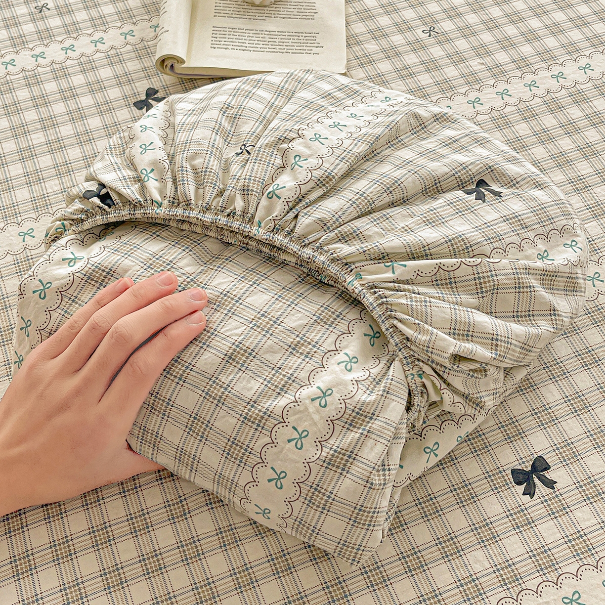 温眠家纺 2026新款古法水洗棉加厚高克重双层纱单床笠床笠单件单品床笠 织梦