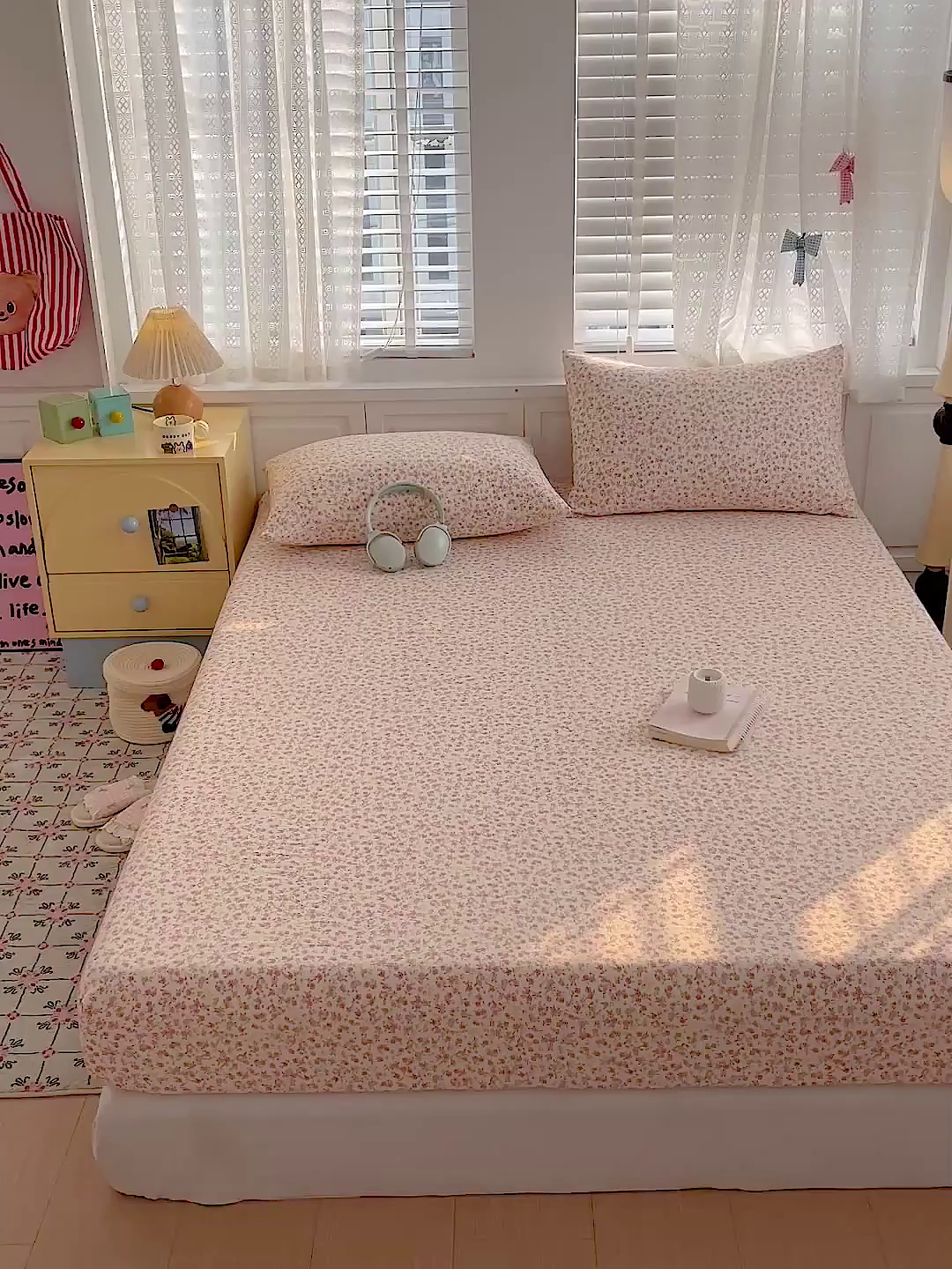 91家纺网 家纺一手货源 找家纺 温眠家纺 2026新款古法水洗棉加厚高克重双层纱单床笠床笠单件单品床笠 云间花述