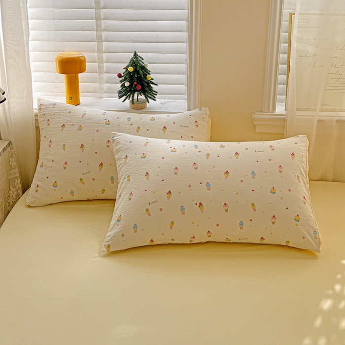 91家纺网 家纺一手货源 找家纺 温眠家纺 2026新款A类古法水洗仿棉云感棉加厚四件套 冰淇淋乐园