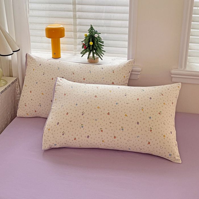 91家纺网 家纺一手货源 找家纺 温眠家纺 2026新款A类古法水洗仿棉云感棉加厚四件套 草莓密语