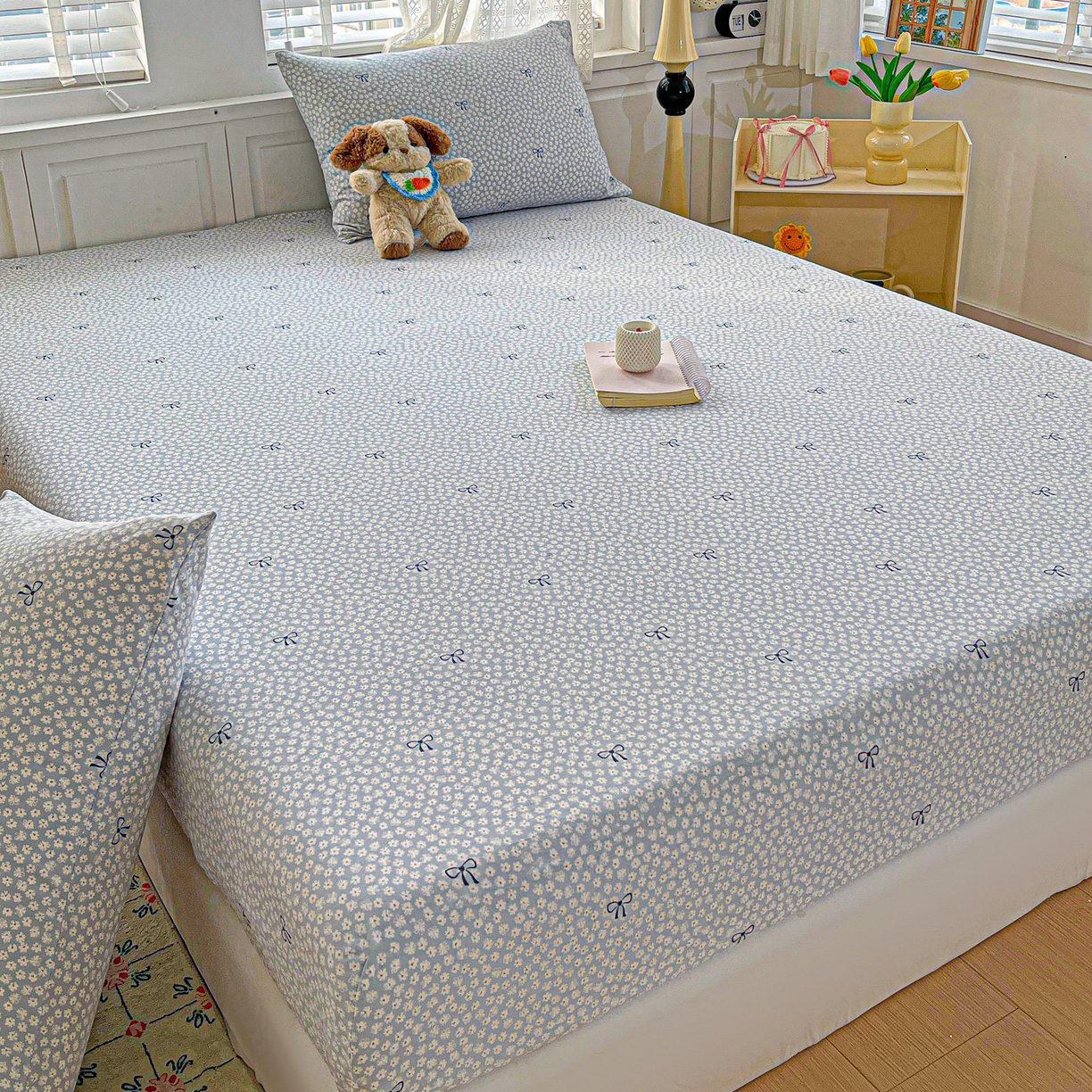 91家纺网 家纺一手货源 找家纺 温眠家纺 2026新款古法水洗棉加厚高克重双层纱单床笠床笠单件单品床笠 素影