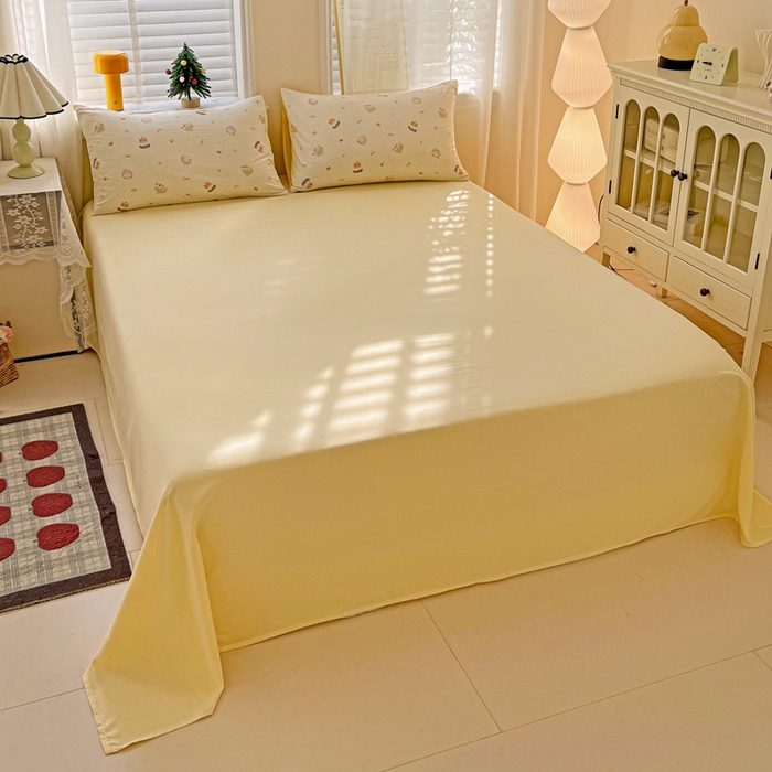 91家纺网 家纺一手货源 找家纺 温眠家纺 2026新款A类古法水洗仿棉云感棉加厚四件套 蛋糕猫咪