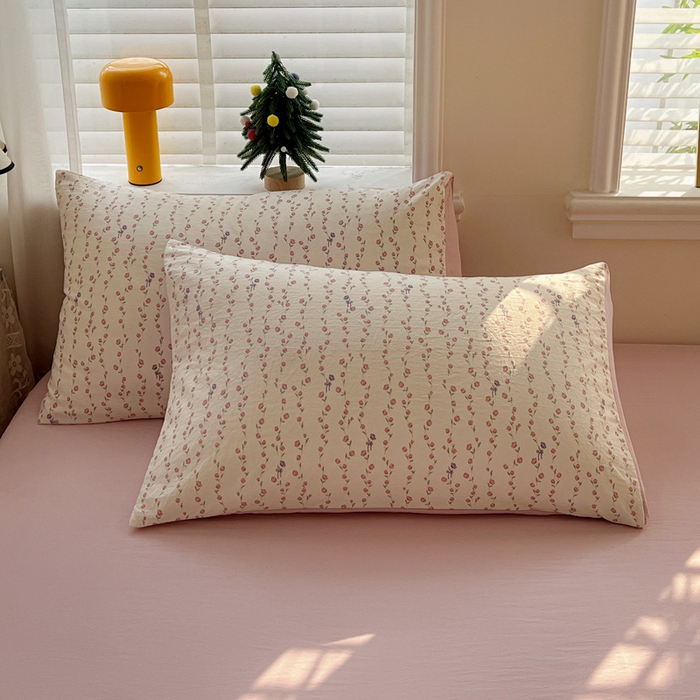 91家纺网 家纺一手货源 找家纺 温眠家纺 2026新款A类古法水洗仿棉云感棉加厚四件套 花梦蔓