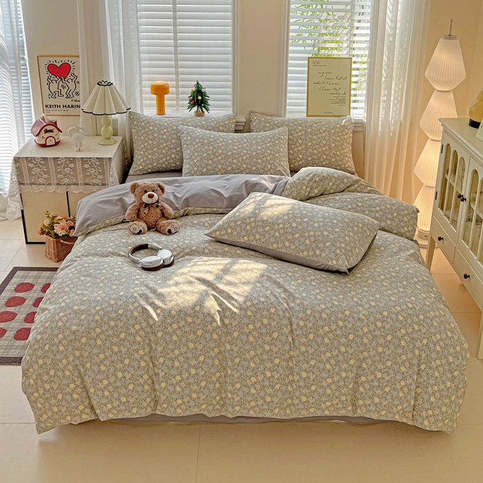 91家纺网 家纺一手货源 找家纺 温眠家纺 2026新款A类古法水洗仿棉云感棉加厚四件套 花悦梦境