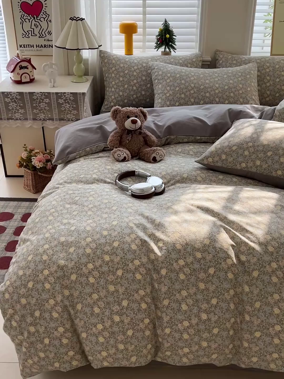 91家纺网 家纺一手货源 找家纺 温眠家纺 2026新款A类古法水洗仿棉云感棉加厚四件套 花悦梦境