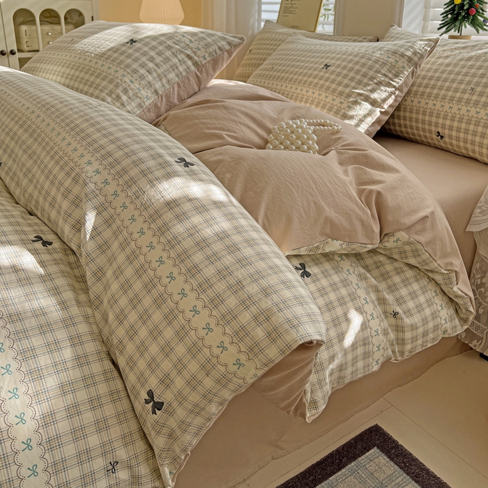 91家纺网 家纺一手货源 找家纺 温眠家纺 2026新款A类古法水洗仿棉云感棉加厚四件套 恋语织物