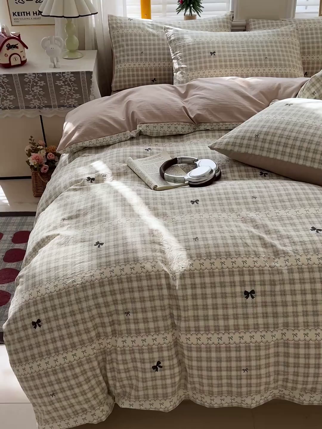 91家纺网 家纺一手货源 找家纺 温眠家纺 2026新款A类古法水洗仿棉云感棉加厚四件套 恋语织物