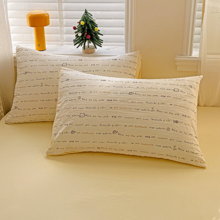 91家纺网 家纺一手货源 找家纺 温眠家纺 2026新款A类古法水洗仿棉云感棉加厚四件套 猫猫与鱼