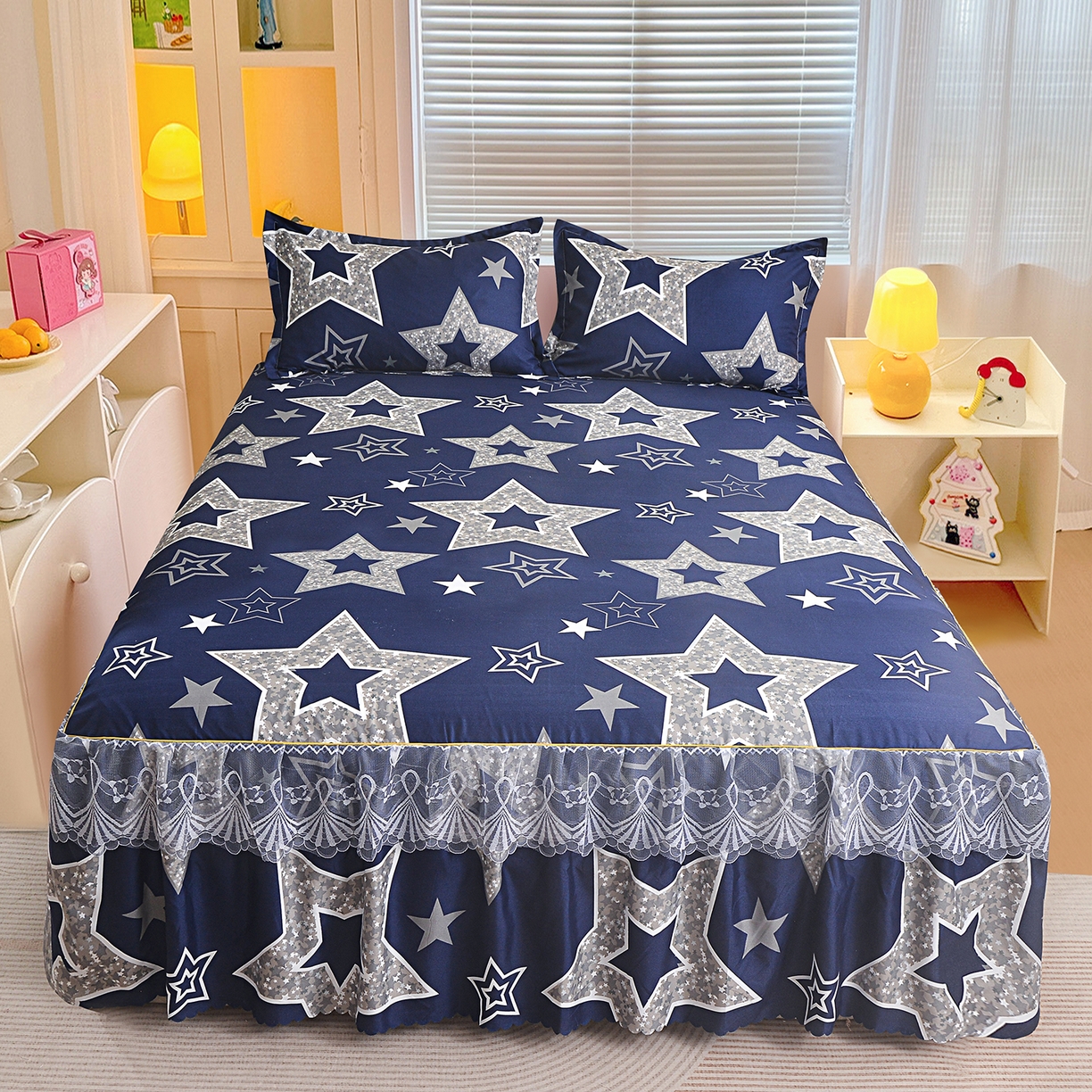 91家纺网 家纺一手货源 找家纺 （总）小雨家纺 2026新款蕾丝花边双边跨境芦荟棉床裙