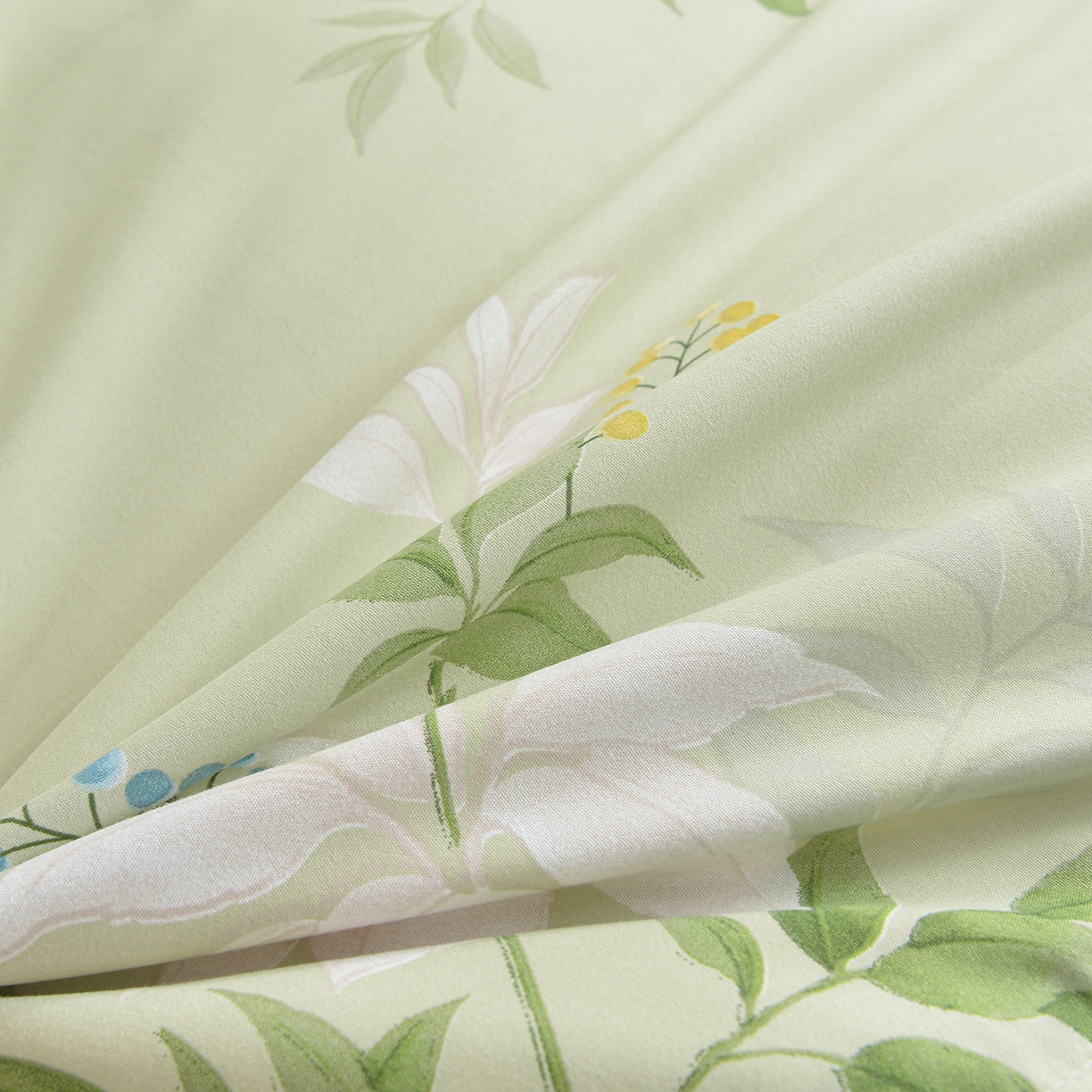 91家纺网 家纺一手货源 找家纺 小雨家纺 2026新款蕾丝花边双边跨境芦荟棉床裙 诗情画意-绿（蕾丝花边）