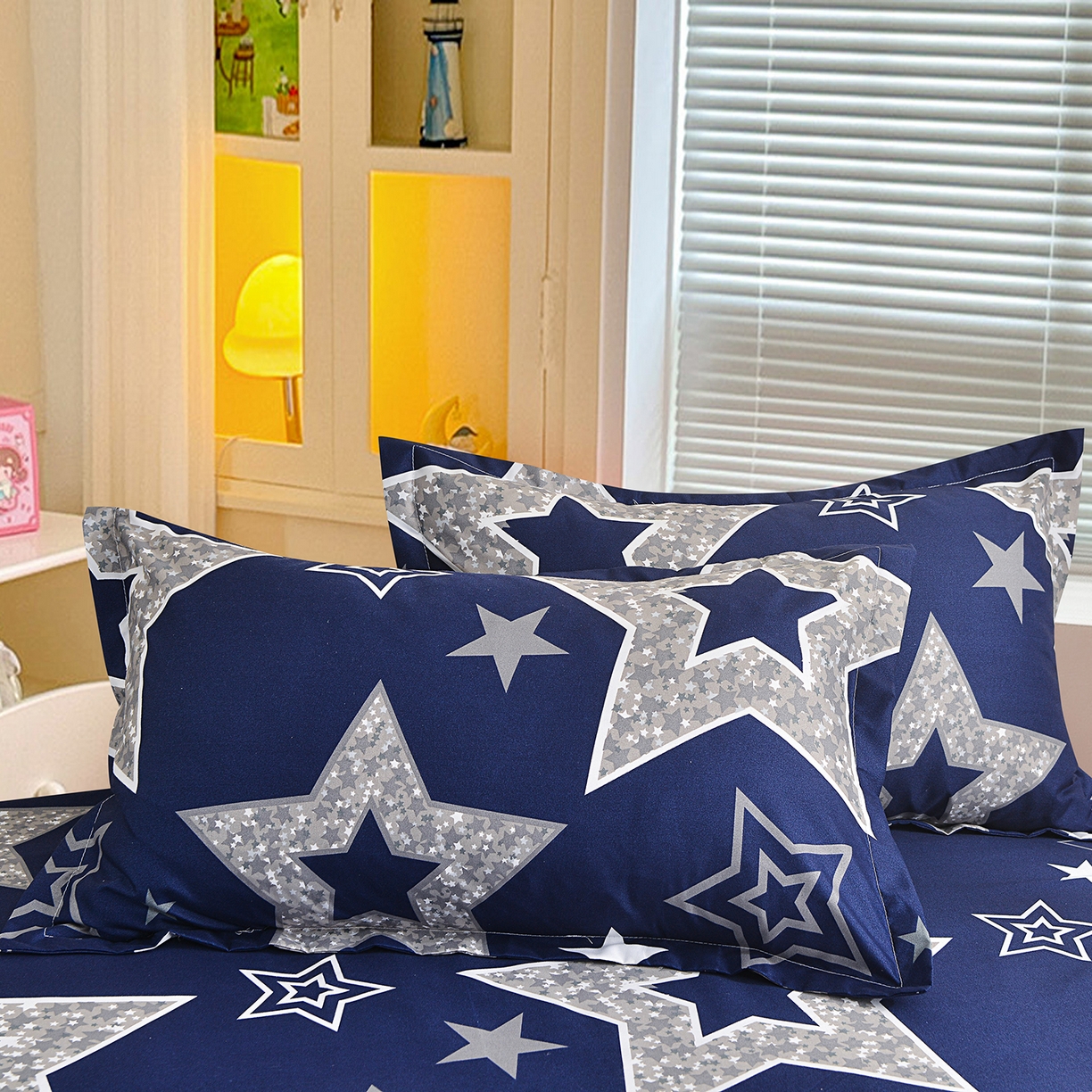 91家纺网 家纺一手货源 找家纺 小雨家纺 2026新款蕾丝花边双边跨境芦荟棉床裙 五角星（蕾丝花边）