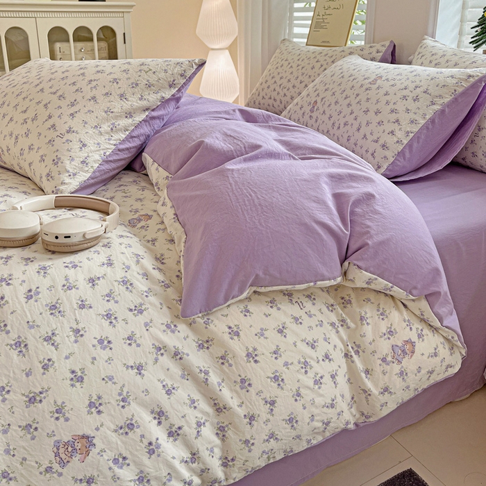 91家纺网 家纺一手货源 找家纺 温眠家纺 2026新款A类古法水洗仿棉云感棉加厚四件套 兔子小姐